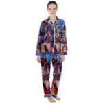 Beauty Stained Glass Castle Building Women s Long Sleeve Satin Pajamas Set	