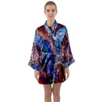 Beauty Stained Glass Castle Building Long Sleeve Satin Kimono