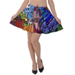 Beauty Stained Glass Castle Building Velvet Skater Skirt