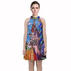 Velvet Halter Neckline Dress  