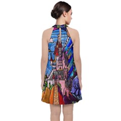 Velvet Halter Neckline Dress  