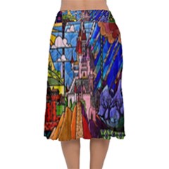 Velvet Flared Midi Skirt 