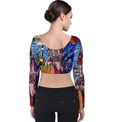 Velvet Long Sleeve Crop Top 