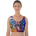 Beauty Stained Glass Castle Building Velvet Crop Top