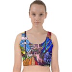 Beauty Stained Glass Castle Building Velvet Racer Back Crop Top