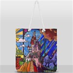 Beauty Stained Glass Castle Building Full Print Rope Handle Tote (Large)