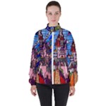 Beauty Stained Glass Castle Building Women s High Neck Windbreaker