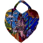 Beauty Stained Glass Castle Building Giant Heart Shaped Tote