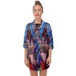Beauty Stained Glass Castle Building Half Sleeve Chiffon Kimono