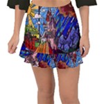 Beauty Stained Glass Castle Building Fishtail Mini Chiffon Skirt