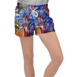 Beauty Stained Glass Castle Building Women s Velour Lounge Shorts