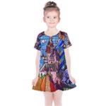 Beauty Stained Glass Castle Building Kids  Simple Cotton Dress