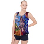 Beauty Stained Glass Castle Building Bubble Hem Chiffon Tank Top