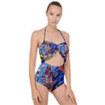 Beauty Stained Glass Castle Building Scallop Top Cut Out Swimsuit
