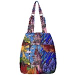 Beauty Stained Glass Castle Building Center Zip Backpack