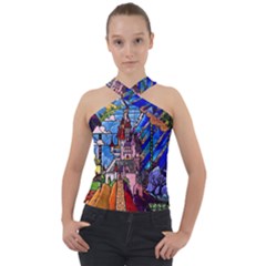 Cross Neck Velour Top 