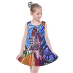Beauty Stained Glass Castle Building Kids  Summer Dress