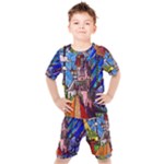 Beauty Stained Glass Castle Building Kids  Tee and Shorts Set