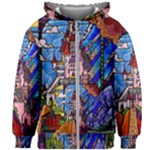 Beauty Stained Glass Castle Building Kids  Zipper Hoodie Without Drawstring