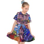 Beauty Stained Glass Castle Building Kids  Short Sleeve Shirt Dress