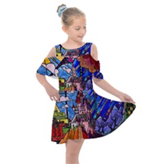 Kids  Shoulder Cutout Chiffon Dress 