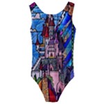 Beauty Stained Glass Castle Building Kids  Cut-Out Back One Piece Swimsuit
