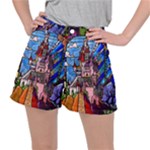 Beauty Stained Glass Castle Building Women s Ripstop Shorts
