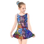 Beauty Stained Glass Castle Building Kids  Skater Dress Swimsuit