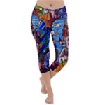 Beauty Stained Glass Castle Building Lightweight Velour Capri Yoga Leggings