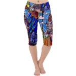 Beauty Stained Glass Castle Building Lightweight Velour Cropped Yoga Leggings