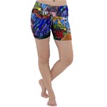Beauty Stained Glass Castle Building Lightweight Velour Yoga Shorts