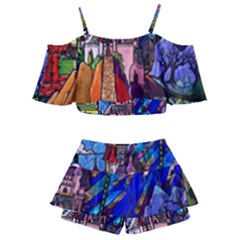 Kids  Off Shoulder Skirt Bikini 