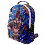 Beauty Stained Glass Castle Building Flap Pocket Backpack (Small)