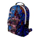 Beauty Stained Glass Castle Building Flap Pocket Backpack (Large)
