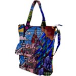 Beauty Stained Glass Castle Building Shoulder Tote Bag