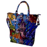 Beauty Stained Glass Castle Building Buckle Top Tote Bag