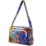 Beauty Stained Glass Castle Building Front Pocket Crossbody Bag