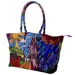 Beauty Stained Glass Castle Building Canvas Shoulder Bag