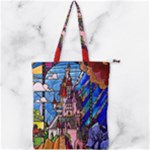Beauty Stained Glass Castle Building Double Zip Up Tote Bag