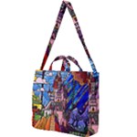 Beauty Stained Glass Castle Building Square Shoulder Tote Bag