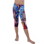 Beauty Stained Glass Castle Building Kids  Lightweight Velour Capri Leggings 