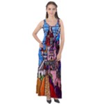 Beauty Stained Glass Castle Building Sleeveless Velour Maxi Dress