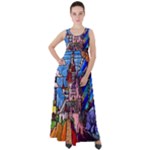 Beauty Stained Glass Castle Building Empire Waist Velour Maxi Dress