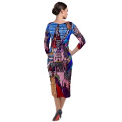 Quarter Sleeve Midi Velour Bodycon Dress 