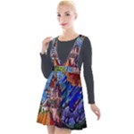 Beauty Stained Glass Castle Building Plunge Pinafore Velour Dress