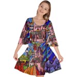 Beauty Stained Glass Castle Building Velour Kimono Dress