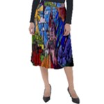 Beauty Stained Glass Castle Building Classic Velour Midi Skirt 