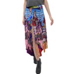 Beauty Stained Glass Castle Building Velour Split Maxi Skirt