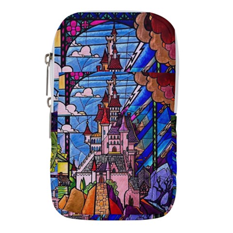 Beauty Stained Glass Castle Building Waist Pouch (Small) from ArtsNow.com