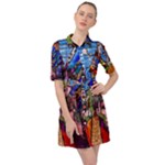 Beauty Stained Glass Castle Building Belted Shirt Dress